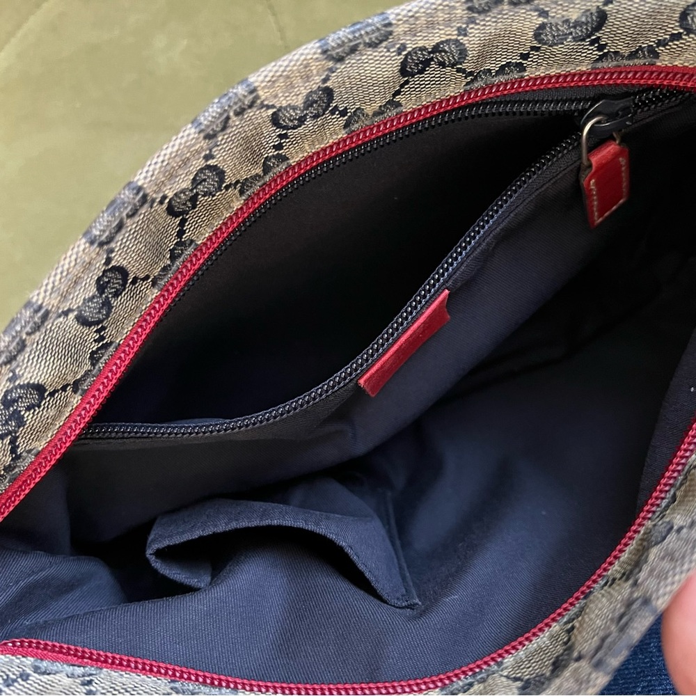 Gucci GG Crystal Crossbody Bag Beige Blue Red Strap - Picture 7 of 10